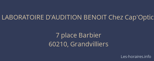LABORATOIRE D'AUDITION BENOIT Chez Cap'Optic