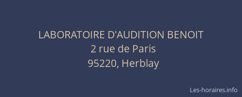 LABORATOIRE D'AUDITION BENOIT