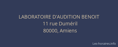 LABORATOIRE D'AUDITION BENOIT