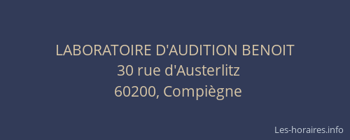 LABORATOIRE D'AUDITION BENOIT