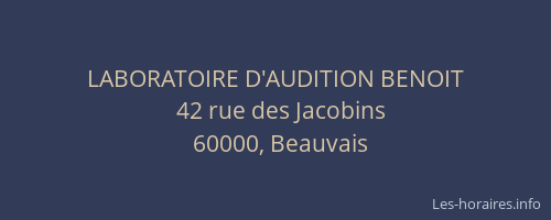 LABORATOIRE D'AUDITION BENOIT