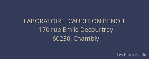 LABORATOIRE D'AUDITION BENOIT