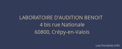 LABORATOIRE D'AUDITION BENOIT