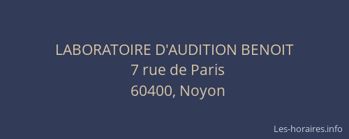 LABORATOIRE D'AUDITION BENOIT