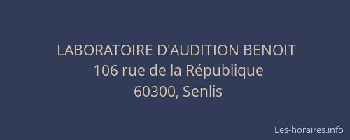  LABORATOIRE D'AUDITION BENOIT