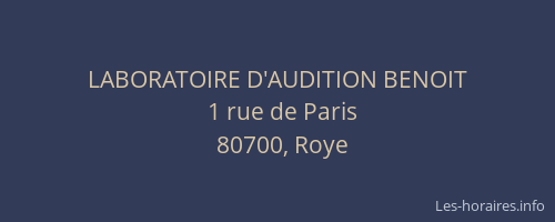 LABORATOIRE D'AUDITION BENOIT
