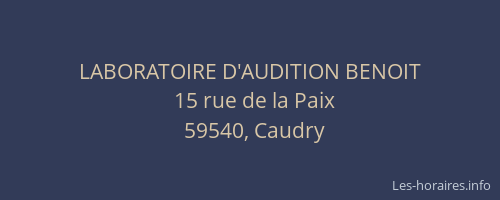 LABORATOIRE D'AUDITION BENOIT