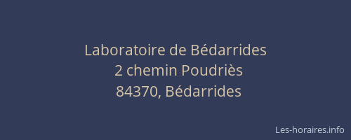 Laboratoire de B&eacute;darrides
