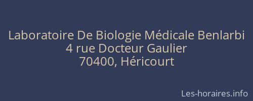 Laboratoire De Biologie M&eacute;dicale Benlarbi