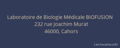 Laboratoire de Biologie M&eacute;dicale BIOFUSION