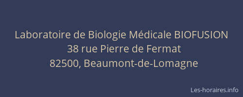 Laboratoire de Biologie M&eacute;dicale BIOFUSION
