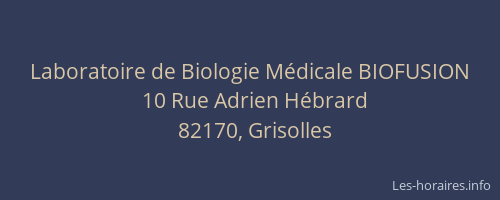 Laboratoire de Biologie M&eacute;dicale BIOFUSION