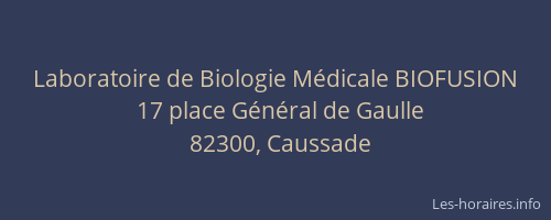 Laboratoire de Biologie M&eacute;dicale BIOFUSION