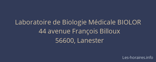 Laboratoire de Biologie M&eacute;dicale BIOLOR