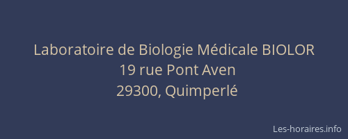 Laboratoire de Biologie M&eacute;dicale BIOLOR