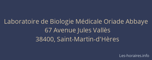 Laboratoire de Biologie M&eacute;dicale Oriade Abbaye