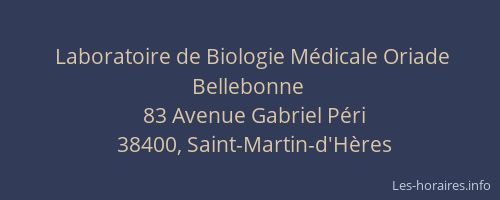 Laboratoire de Biologie M&eacute;dicale Oriade Bellebonne