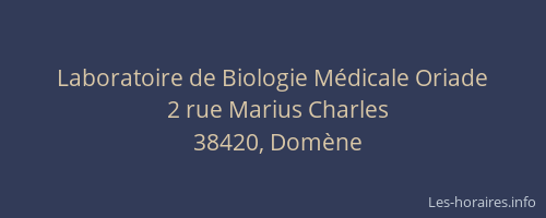 Laboratoire de Biologie M&eacute;dicale Oriade