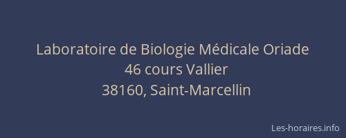 Laboratoire de Biologie M&eacute;dicale Oriade