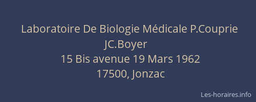 Laboratoire De Biologie M&eacute;dicale P.Couprie JC.Boyer