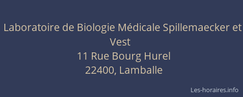 Laboratoire de Biologie M&eacute;dicale Spillemaecker et Vest