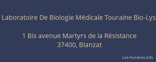 Laboratoire De Biologie Médicale Touraine Bio-Lys