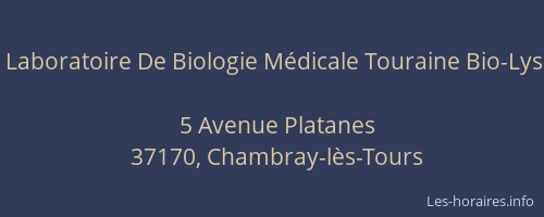 Laboratoire De Biologie Médicale Touraine Bio-Lys