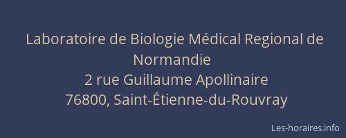 Laboratoire de Biologie Médical Regional de Normandie