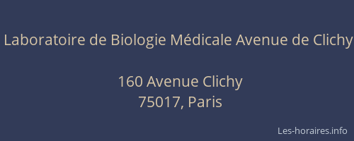 Laboratoire de Biologie Médicale Avenue de Clichy