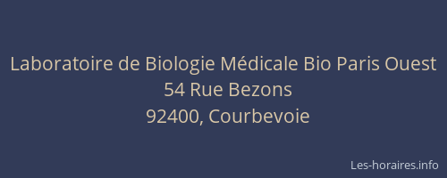 Laboratoire de Biologie Médicale Bio Paris Ouest