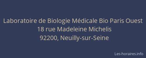 Laboratoire de Biologie Médicale Bio Paris Ouest