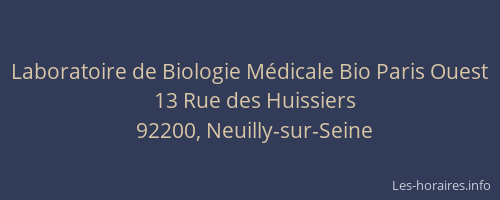 Laboratoire de Biologie Médicale Bio Paris Ouest