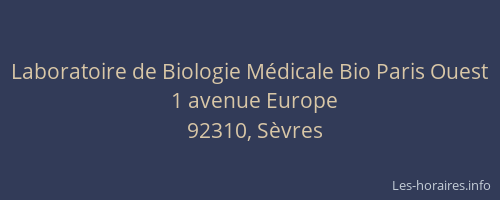 Laboratoire de Biologie Médicale Bio Paris Ouest