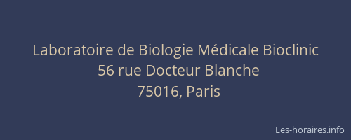 Laboratoire de Biologie Médicale Bioclinic