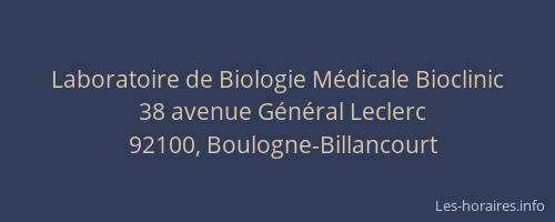 Laboratoire de Biologie Médicale Bioclinic