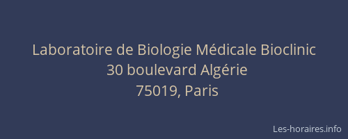 Laboratoire de Biologie Médicale Bioclinic