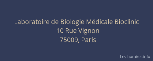 Laboratoire de Biologie Médicale Bioclinic