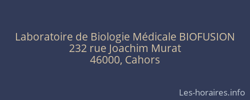 Laboratoire de Biologie Médicale BIOFUSION