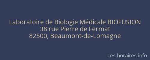 Laboratoire de Biologie Médicale BIOFUSION