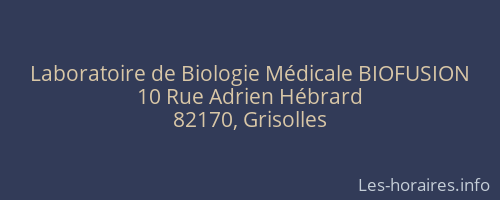 Laboratoire de Biologie Médicale BIOFUSION