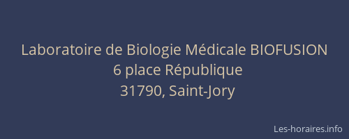 Laboratoire de Biologie Médicale BIOFUSION