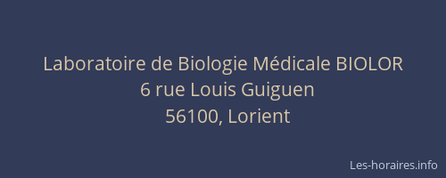 Laboratoire de Biologie Médicale BIOLOR