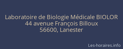 Laboratoire de Biologie Médicale BIOLOR