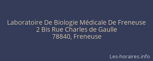 Laboratoire De Biologie Médicale De Freneuse