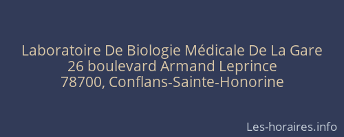 Laboratoire De Biologie Médicale De La Gare