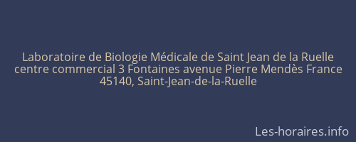 Laboratoire de Biologie Médicale de Saint Jean de la Ruelle