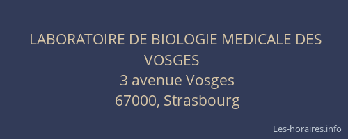 LABORATOIRE DE BIOLOGIE MEDICALE DES VOSGES