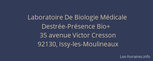 Laboratoire De Biologie Médicale Destrée-Présence Bio+