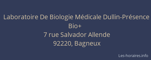 Laboratoire De Biologie Médicale Dullin-Présence Bio+