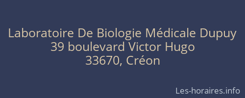 Laboratoire De Biologie Médicale Dupuy